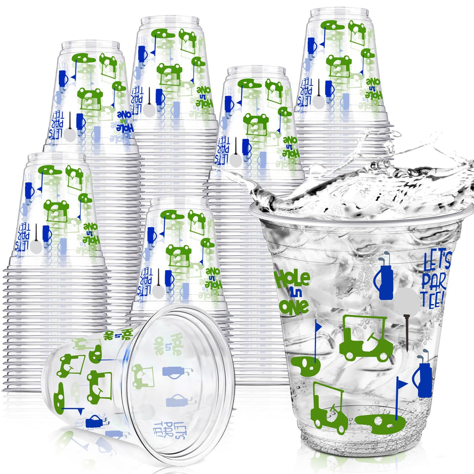 Qinyoung Masters Golf Cups in blue pattern for convenient beverages at parties.