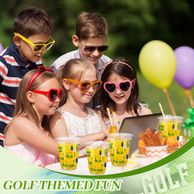 Qinyoung Masters Golf Cups shown with snacks for party spread.
