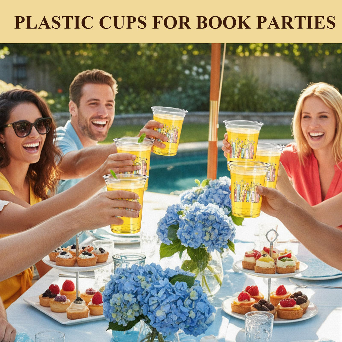 Qinyoung plastic book lover cups pair with library theme events.