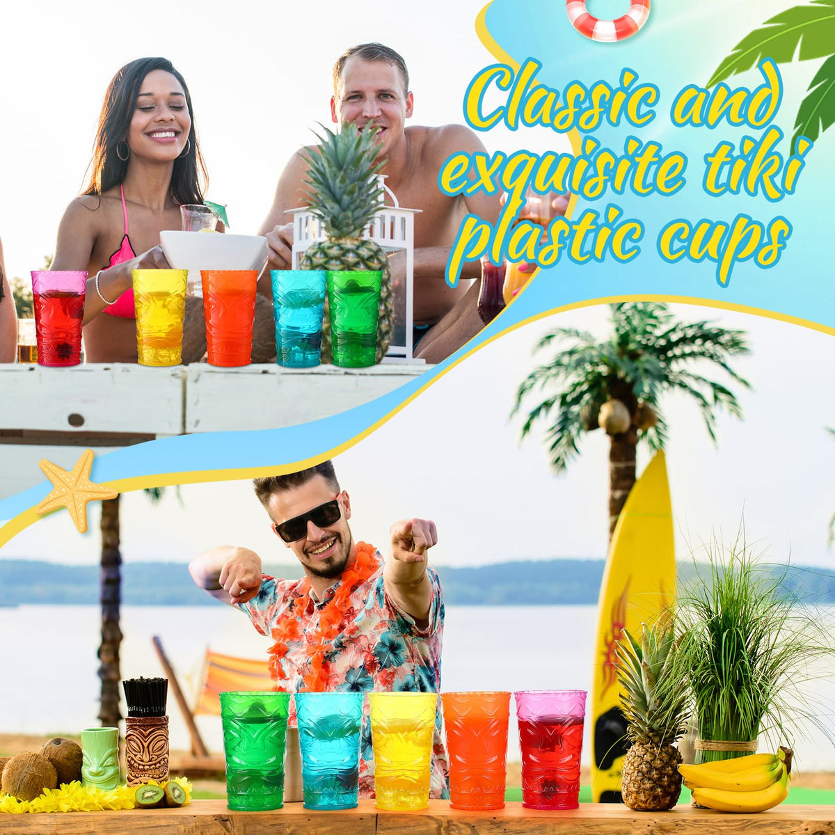 Qinyoung tiki glasses 14oz orange, great for beach party cocktails