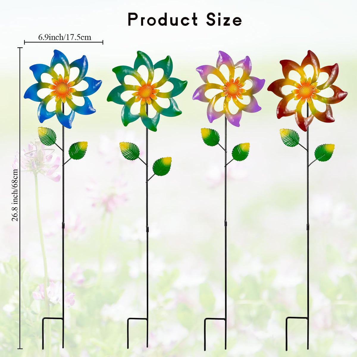 Qipade garden stake windmill spins easily in breeze, bringing color to lawn