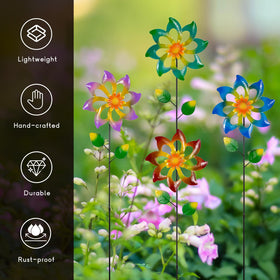 Qipade four-pack wind spinners offer durable metal design for outdoor use