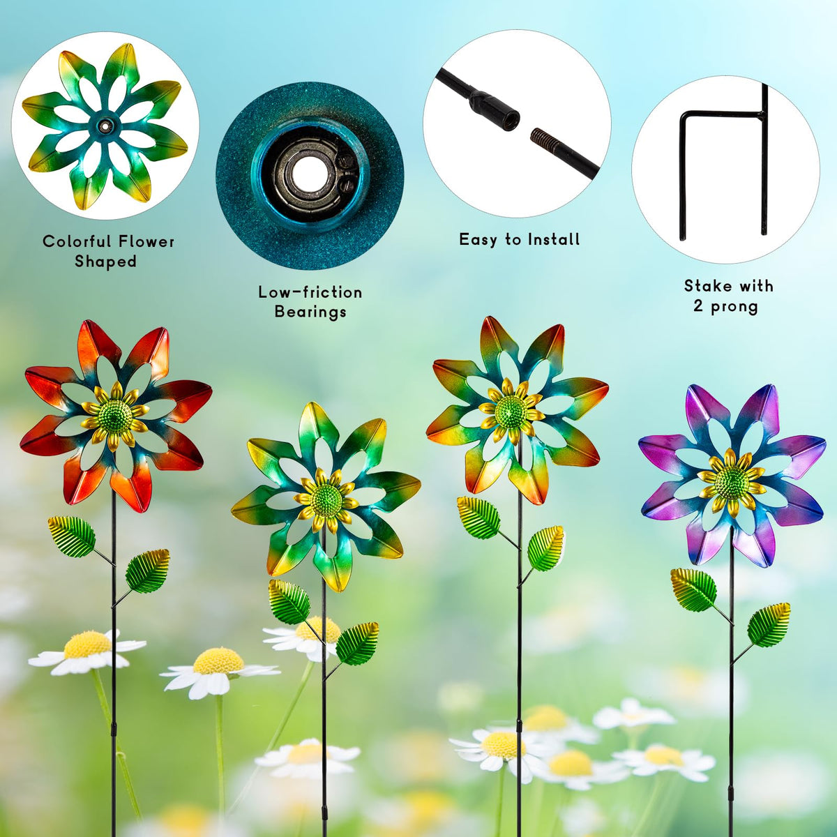Qipade yard decor wind spinners in sun catch light and sparkle
