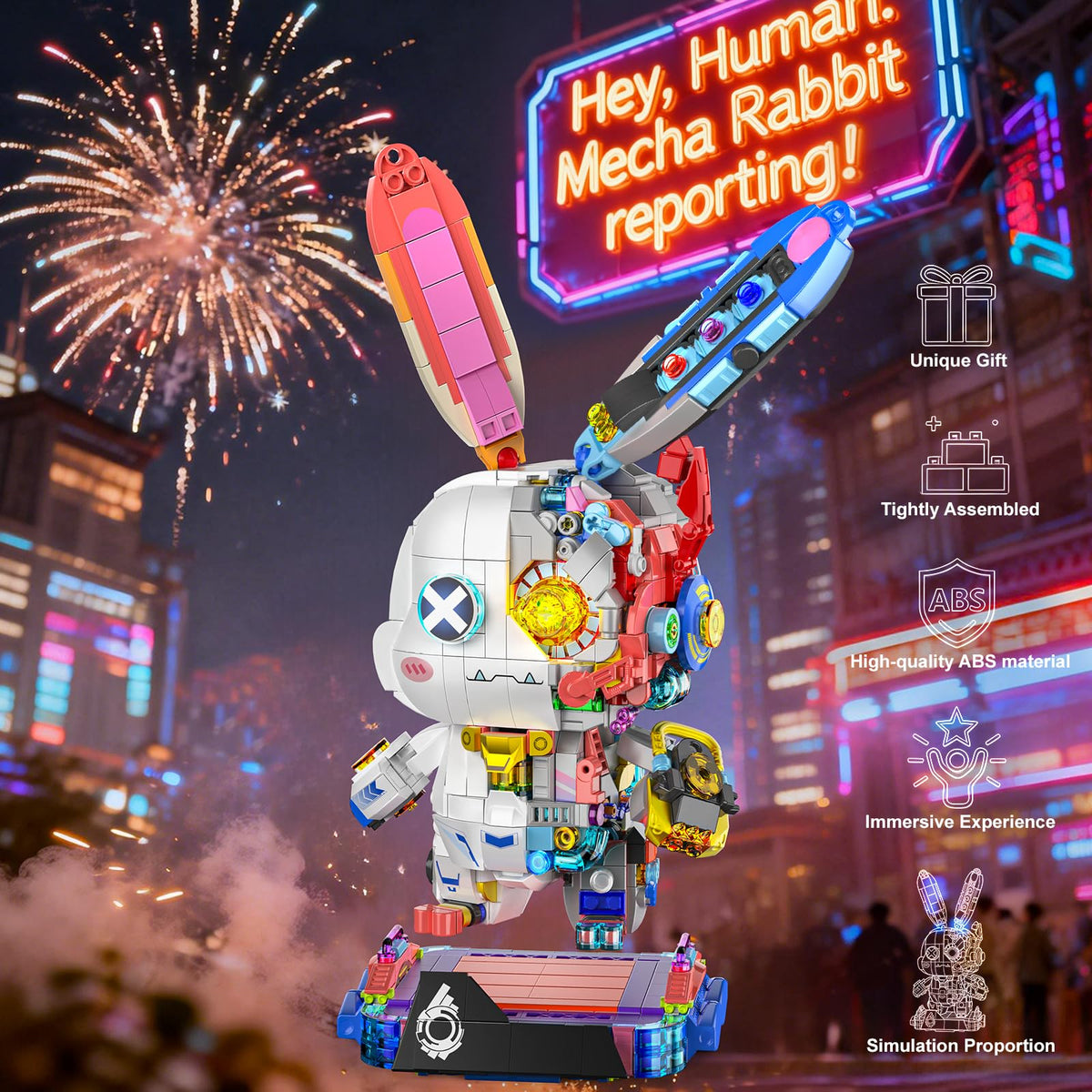 QiqoPoyee cyberpunk bunny gift-ready idea for budding builders.