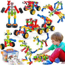 Qirptey 125-pcs STEM building toys with colorful blocks for creative learning.