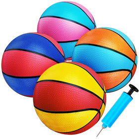 Qirptey 4-pack mini basketballs with pump for quick setup and play