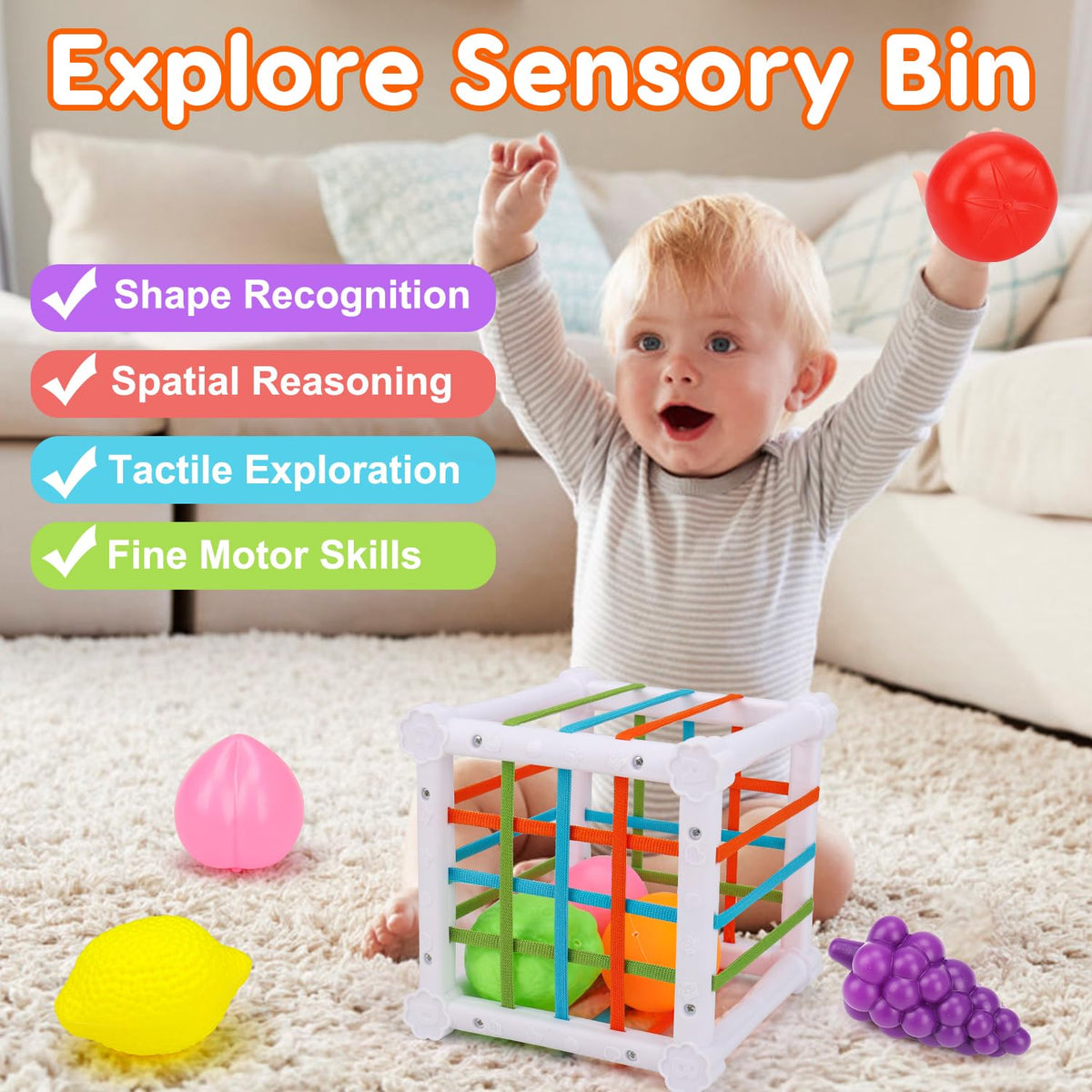 Qirptey silicone teething toy soothes gums with varied textures.