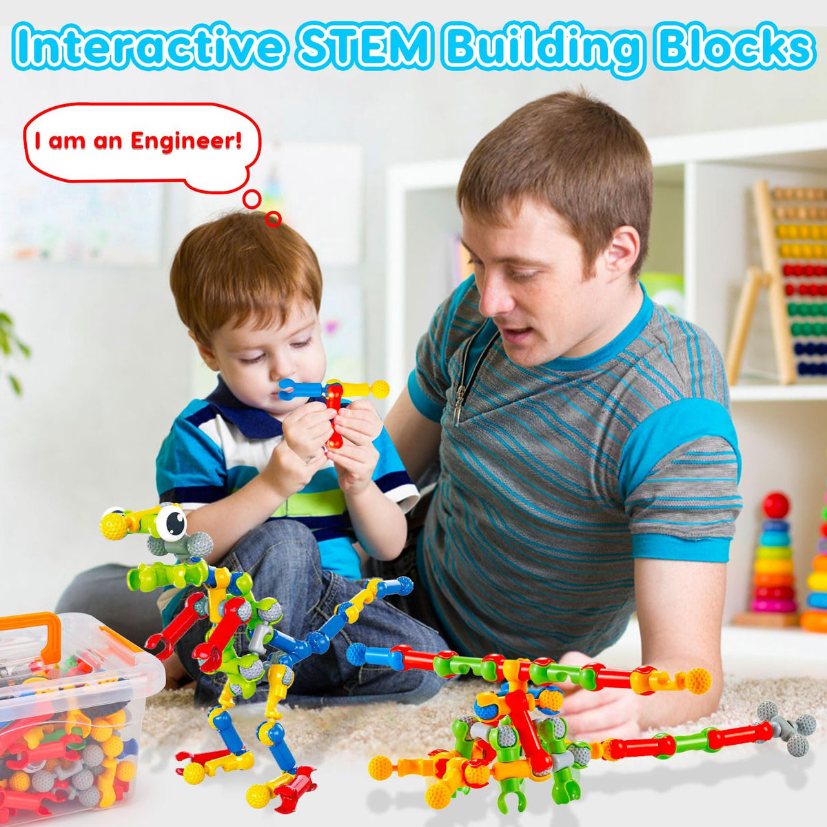 Qirptey bright color blocks invite collaborative play and exploration.