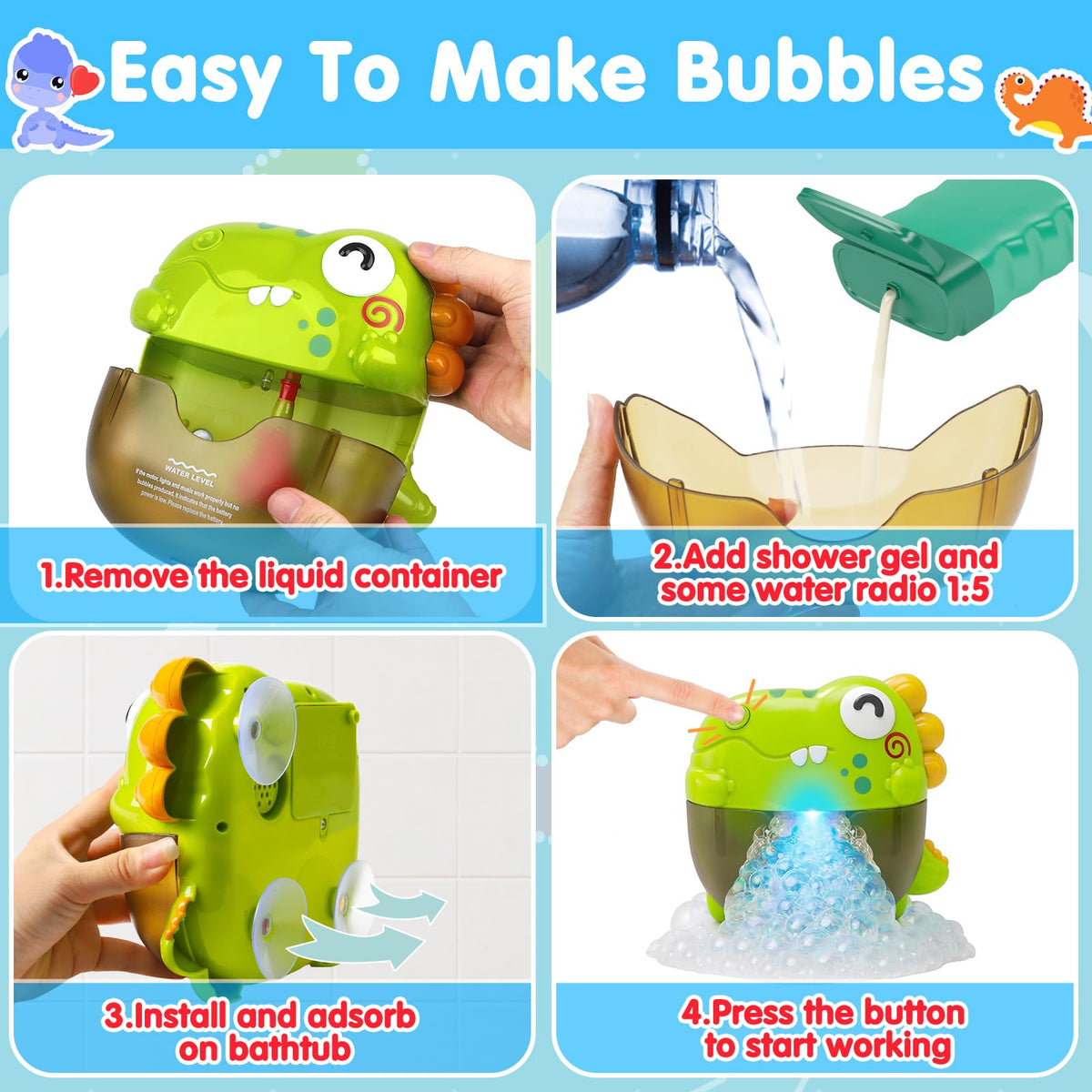 Qirptey bubble maker kit promotes sensory fun and fine motor skills.