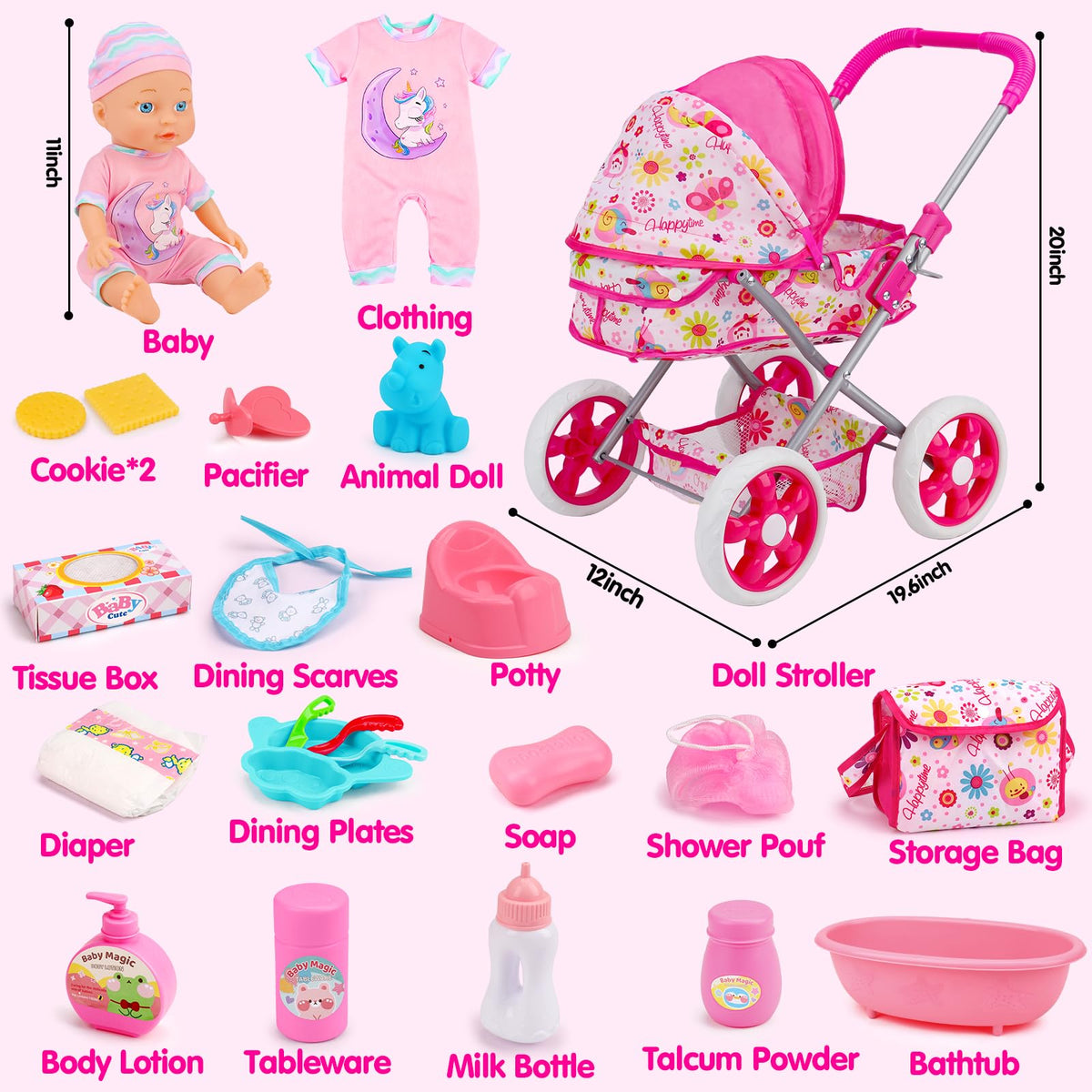 Qirptey doll bathtub for bathtime role-play and nurturing