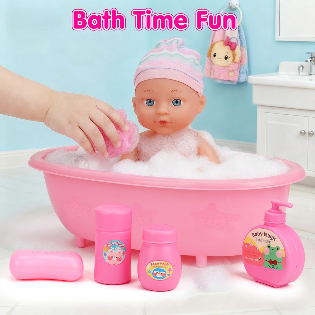Qirptey imaginative play with dolls supports language and motor skills