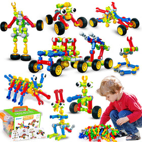 Qirptey Kids STEM building blocks colorful assembly boost fine motor skills during play.