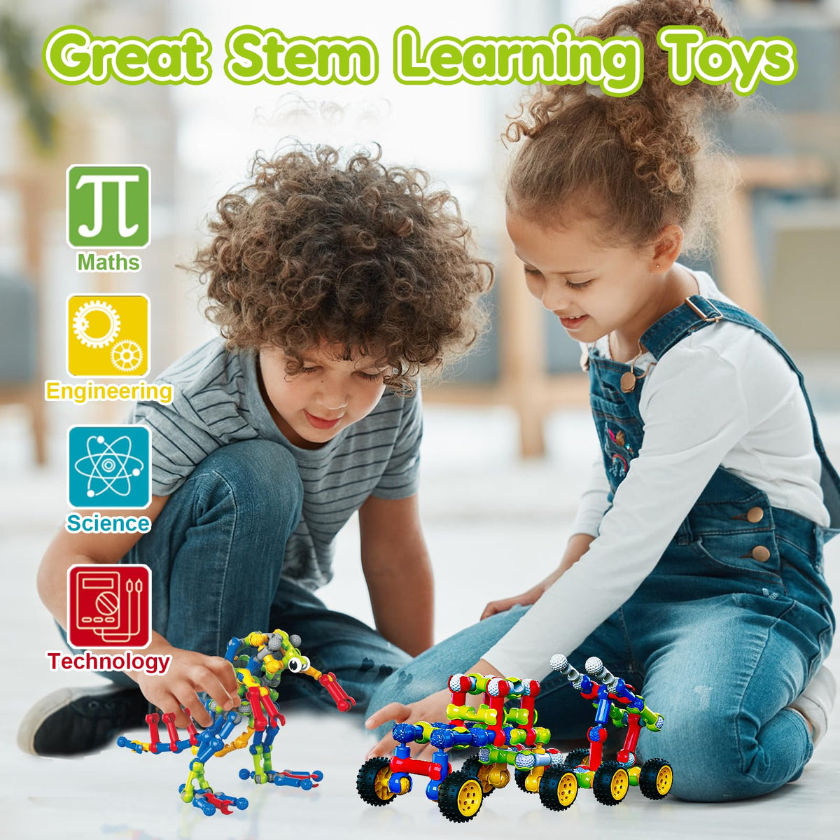 Qirptey models race car robot dinosaur inspire creative engineering play.