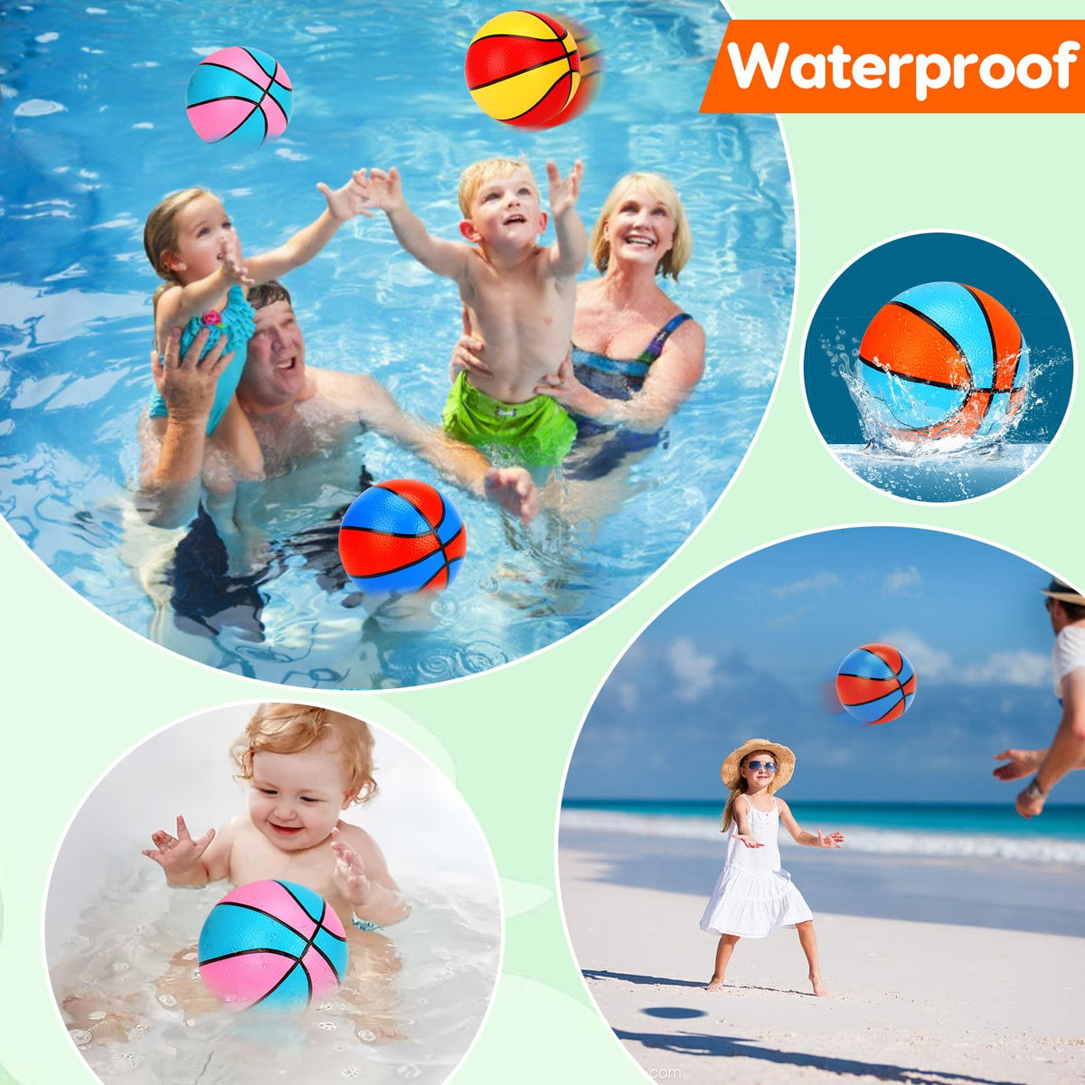 Qirptey pool-friendly basketballs for water play and splashy fun