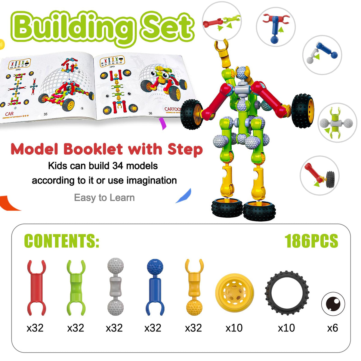 Qirptey portable storage toy box keeps pieces organized at home or school.