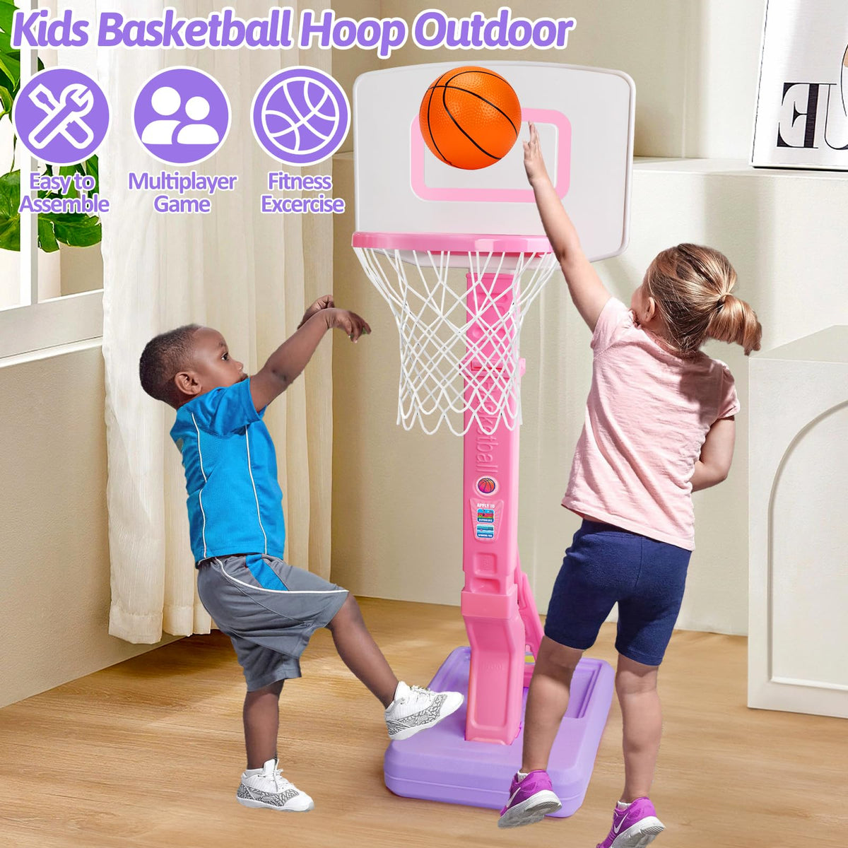 Qirptey adjustable-height hoop suitable for outdoor poolside use