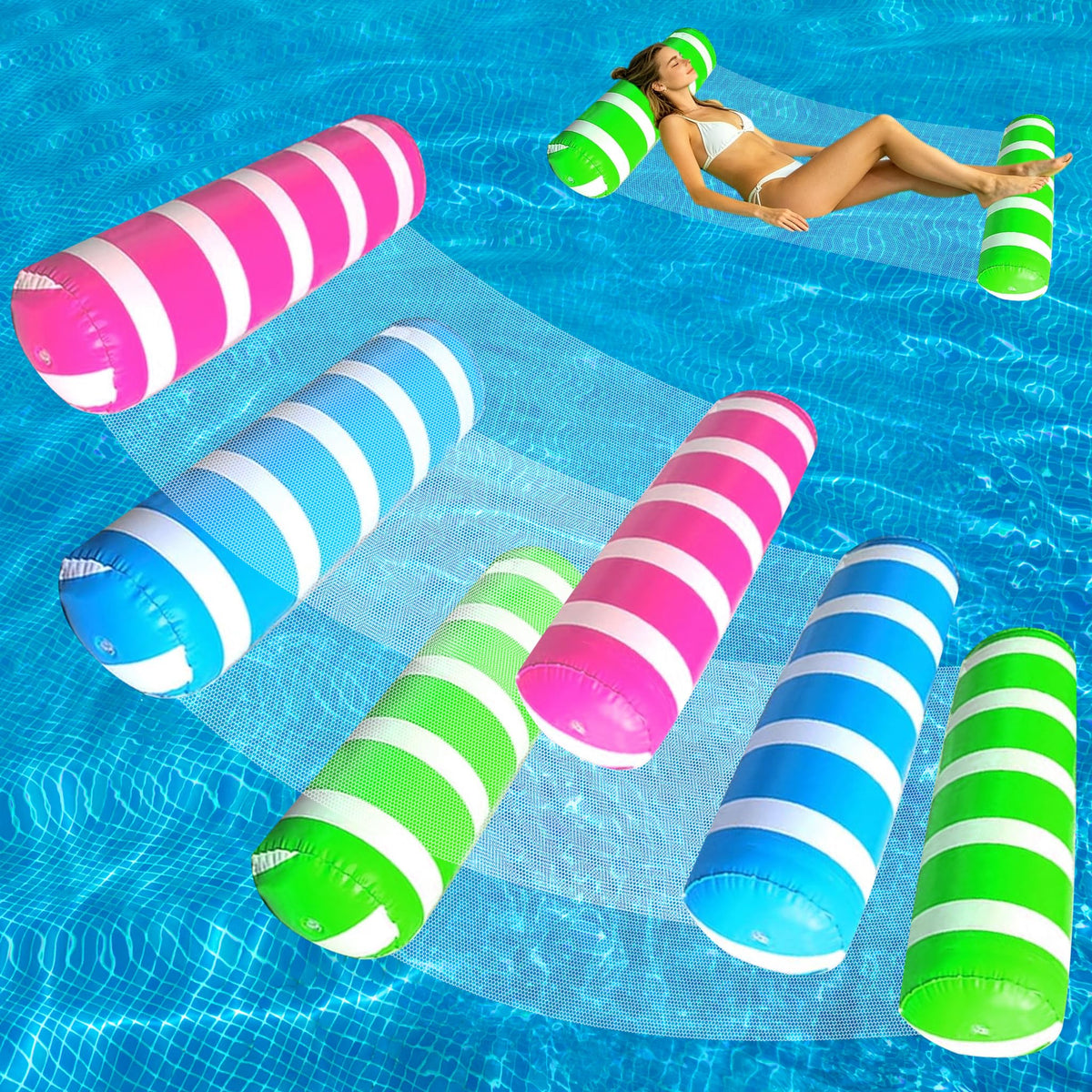 QIUBAOBAO pool floats 3-pack hammock ready for relaxation