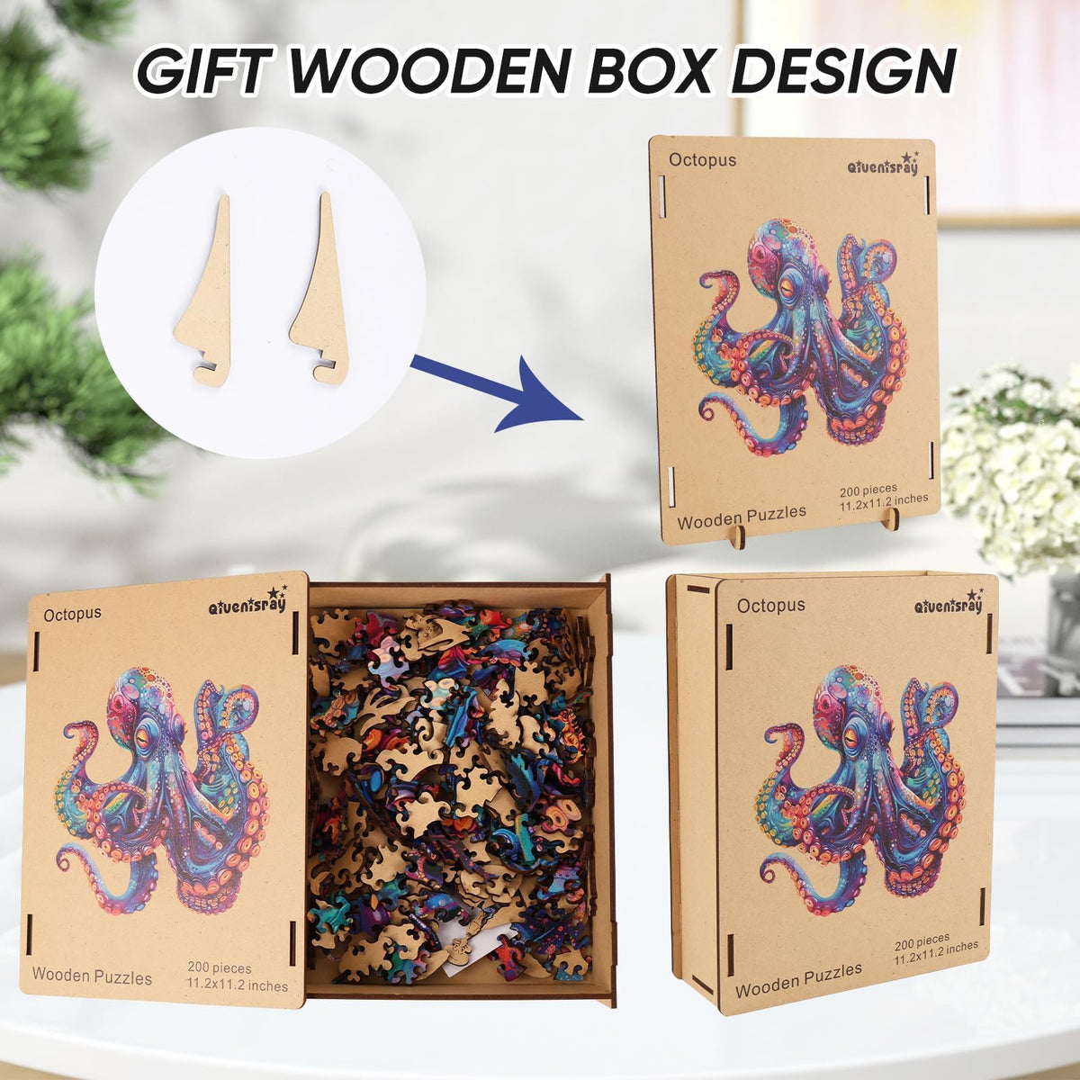 Qiuenisray gift packaging for the octopus ocean puzzle, ideal for birthdays or holidays.