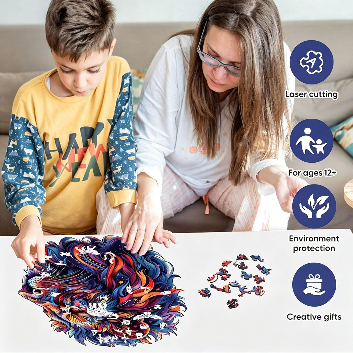 Qiuenisray Lion puzzle packaging presents a ready-to-gift experience.