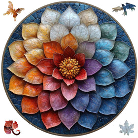 Qiuenisray mandala flower wooden puzzle for adults, a striking wall decor option.
