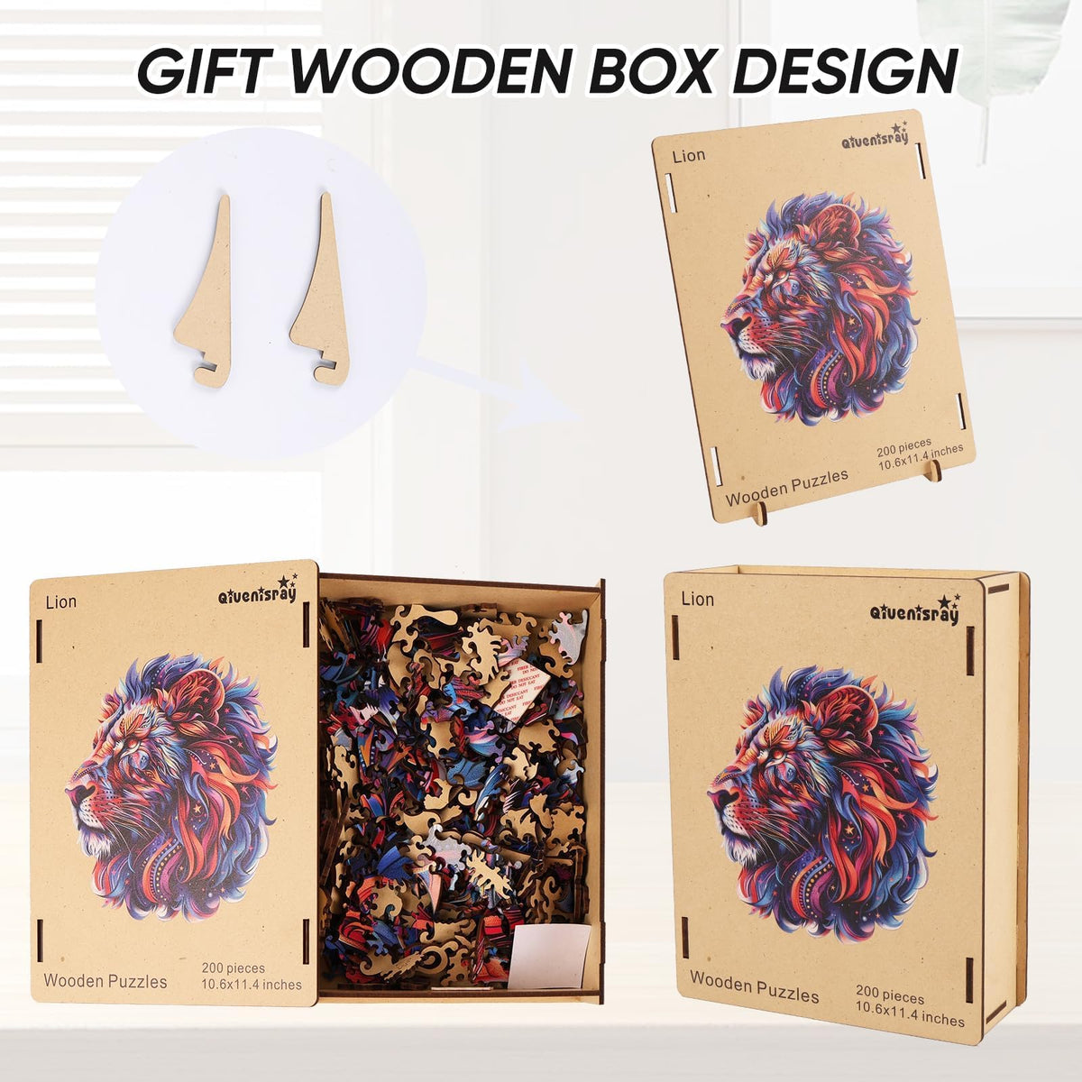 Qiuenisray lion puzzle gift idea for birthdays or holidays.