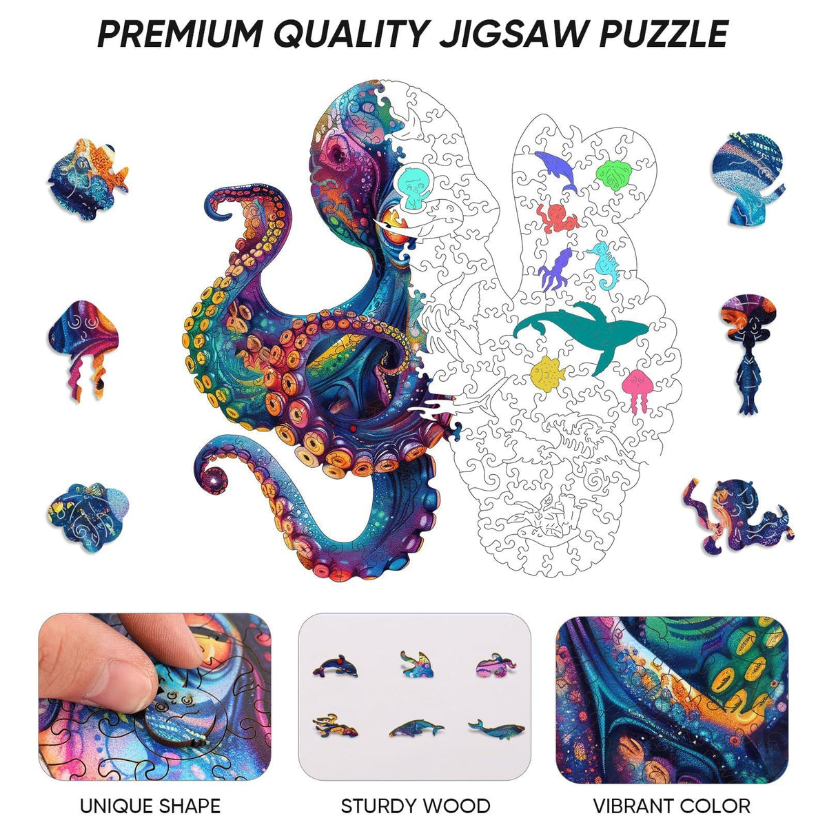 Qiuenisray octopus ocean puzzle completed wall decor with playful marine scene.