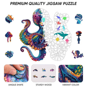 Qiuenisray octopus ocean puzzle completed wall decor with playful marine scene.