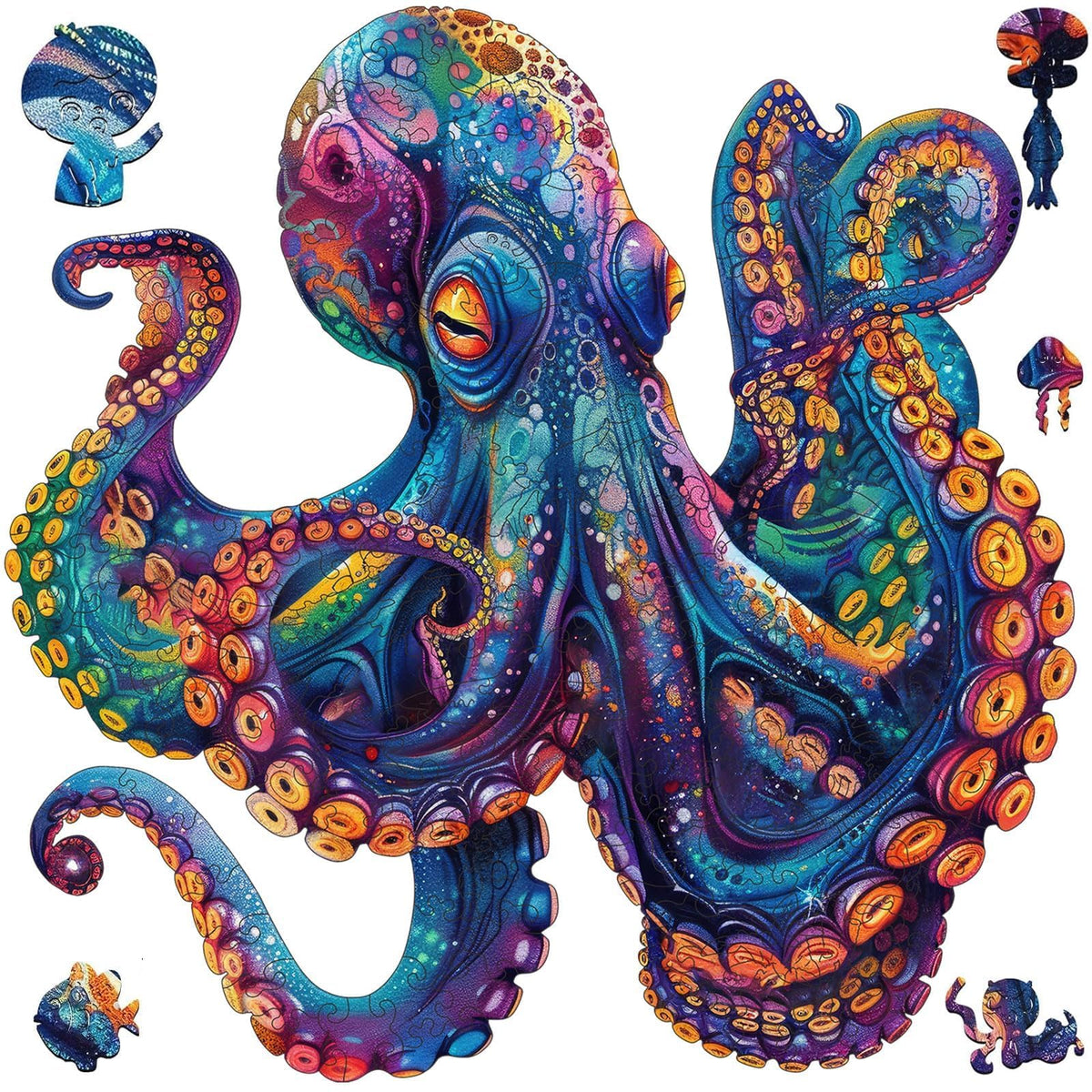 Qiuenisray octopus ocean puzzle unassembled pieces ready for family puzzling fun.