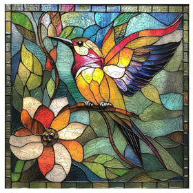 Qiuenisray stained glass hummingbird puzzle—vibrant colors for family bonding