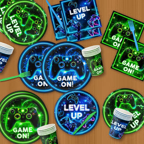 QIYANPAX neon game napkins coordinate with the neon tableware design