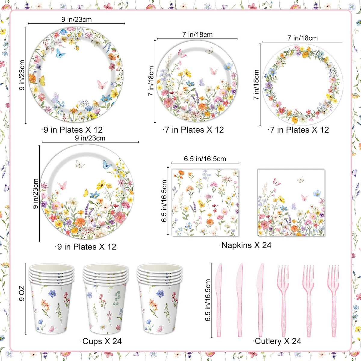 QIYANPAX Wildflower napkins provide soft touch and easy cleanup.