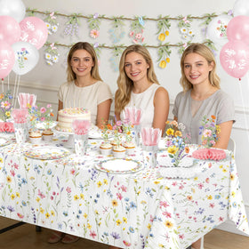 QIYANPAX Wildflower tablecloth protects surfaces with waterproof coverage.