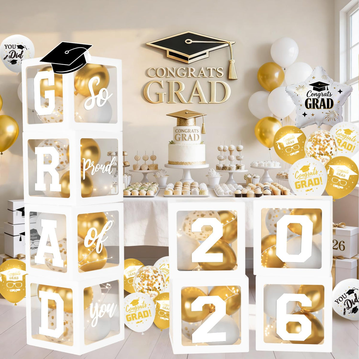 QIYANPAX 66 graduation balloons brighten the venue and create a festive atmosphere.