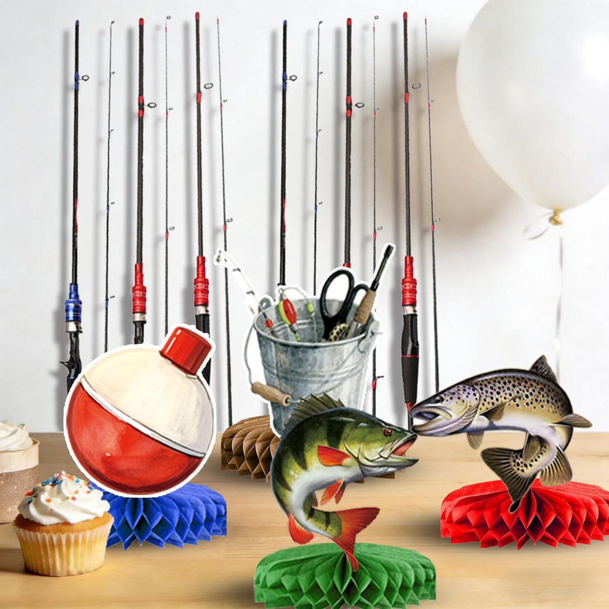 QIYANPAX fishing honeycomb centerpieces add dimension to tabletops.