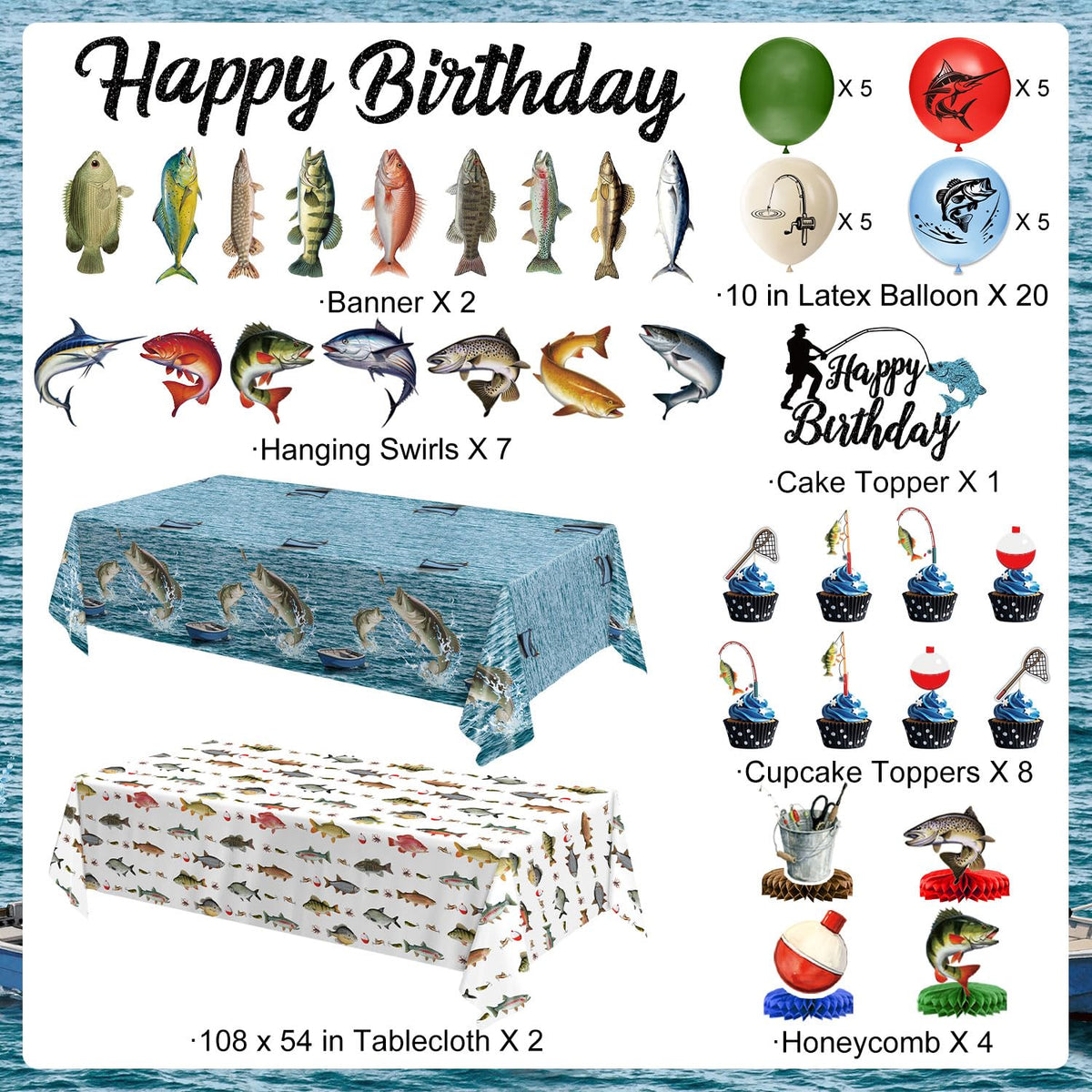 QIYANPAX fishing plates 7inch add compact dessert plates with playful design for easy serving.
