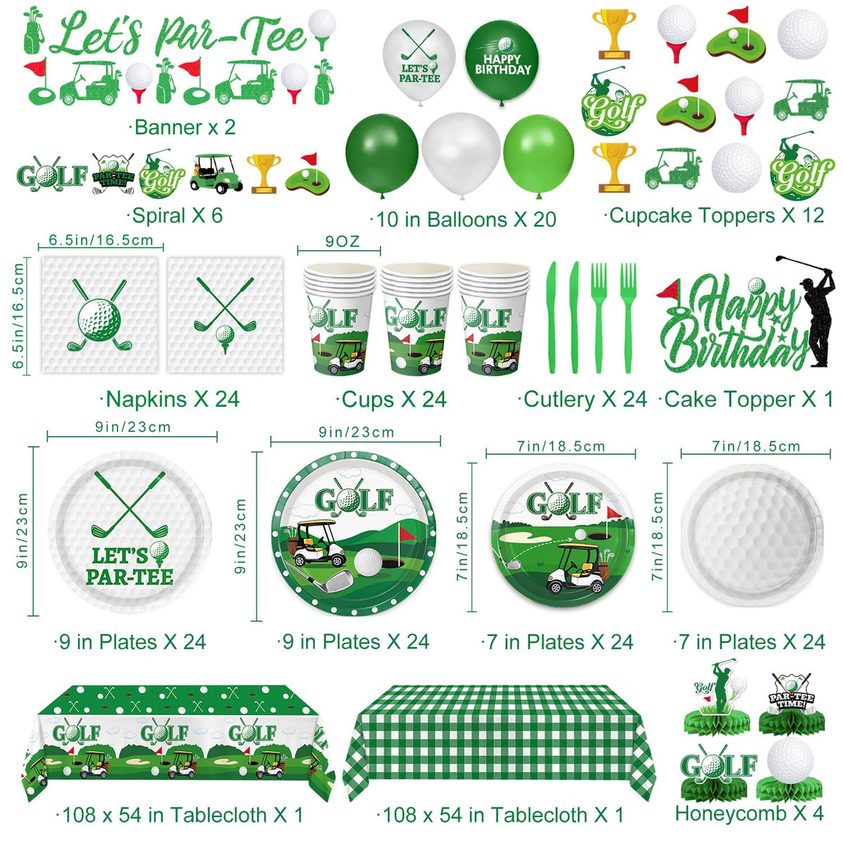 QIYANPAX Golf Napkins coordinate greens and flags to complete the theme.