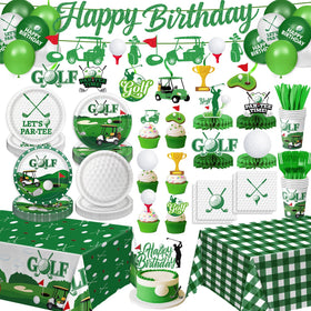 QIYANPAX Golf Plates feature clubs and balls for a cohesive table setting.