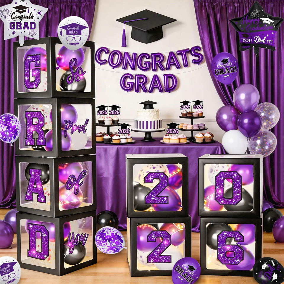 QIYANPAX graduation boxes on display add elegant color to the celebration.