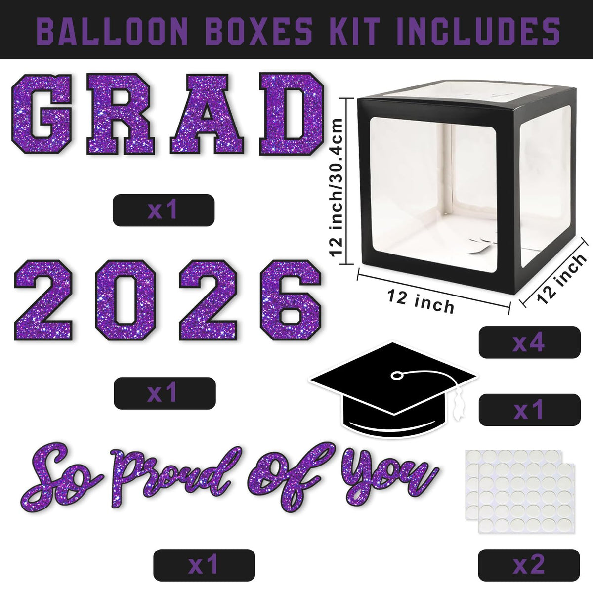 QIYANPAX latex balloons in purple create a vibrant Class of 2026 atmosphere.