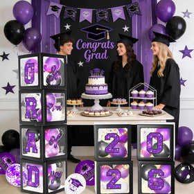 QIYANPAX ribbons complete a polished photo-worthy graduation setup.
