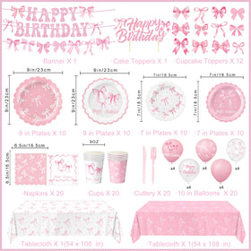 QIYANPAX pink bow dessert plates pair with main plates for a cohesive look.