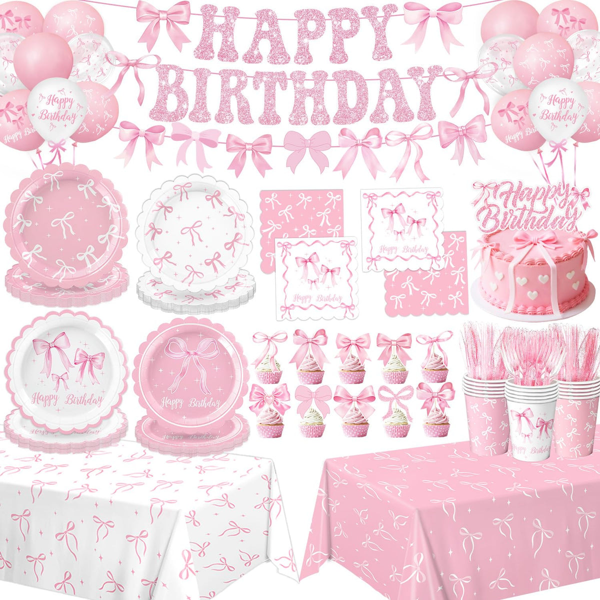 QIYANPAX pink bow dinner plates provide sturdy support and chic decor.
