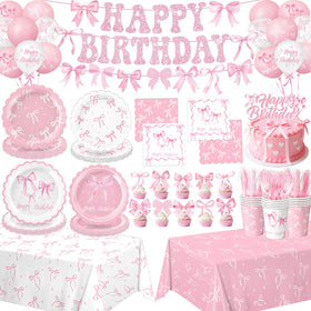 QIYANPAX pink bow dinner plates provide sturdy support and chic decor.