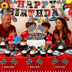 Qiyanpax race car banner creates a photo-worthy party focal point