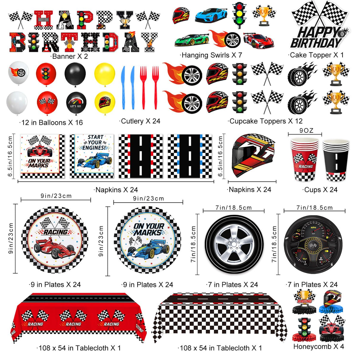 Qiyanpax race car dessert plates 7in for quick snacks and sharing