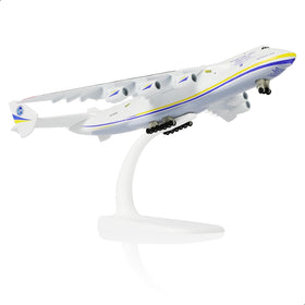 QIYUMOKE Antonov 225 model airplane with display stand for desk decor.