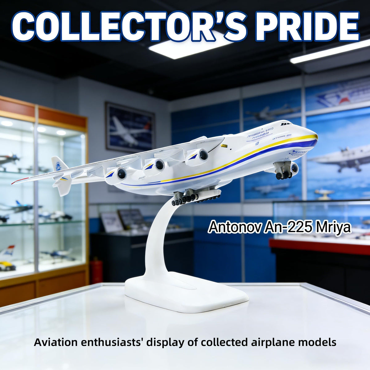 QIYUMOKE Antonov 225 scale model offers precise dimensions for display.