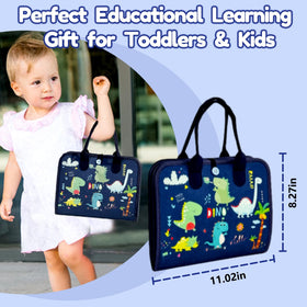Qizfun blue dinosaur busy board makes a great screen-free gift.
