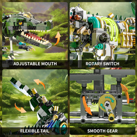QJYAMK crocodile adjustable mouth emphasizes lifelike display during play.
