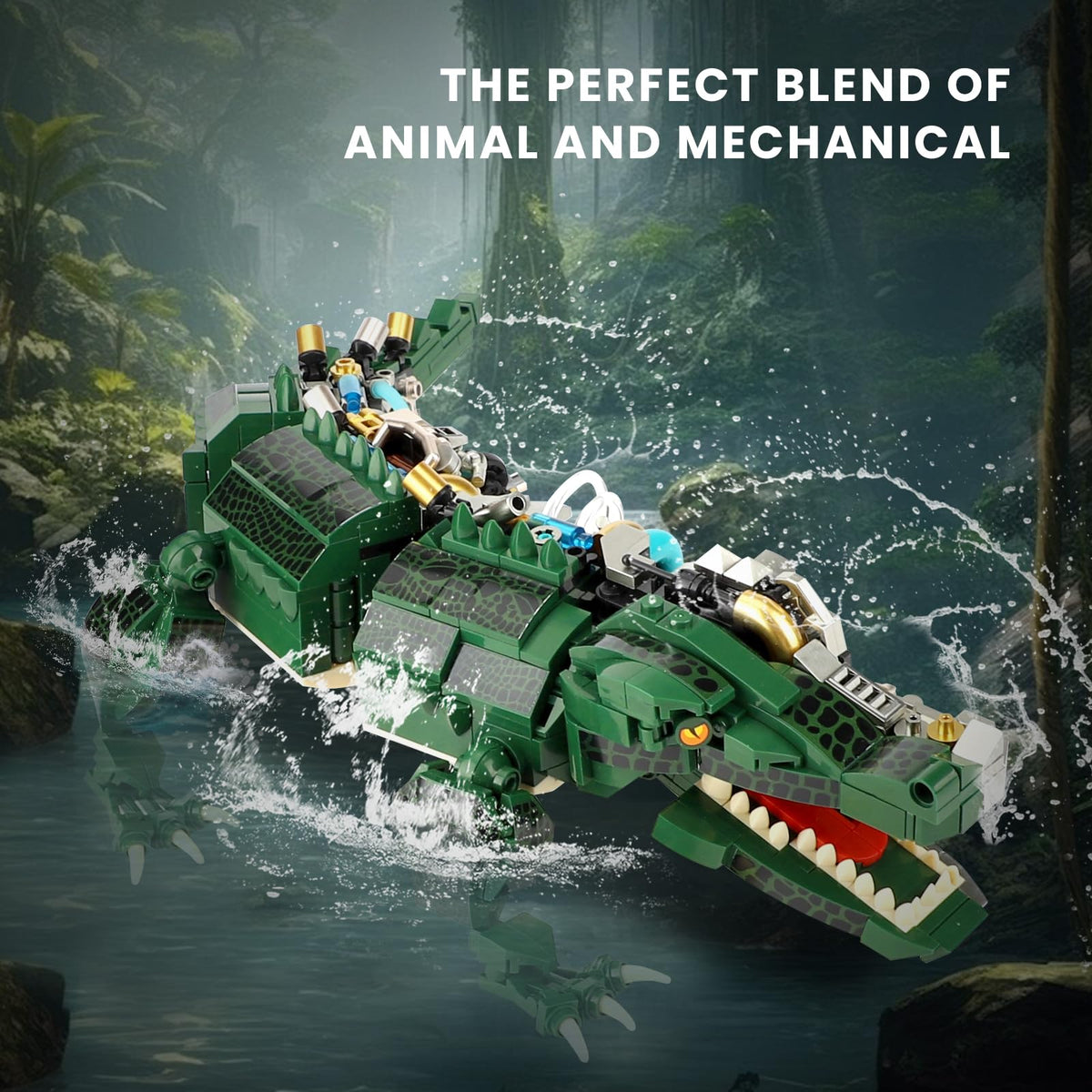 QJYAMK crocodile legs and tail linkage animate realistic movement when rotated.